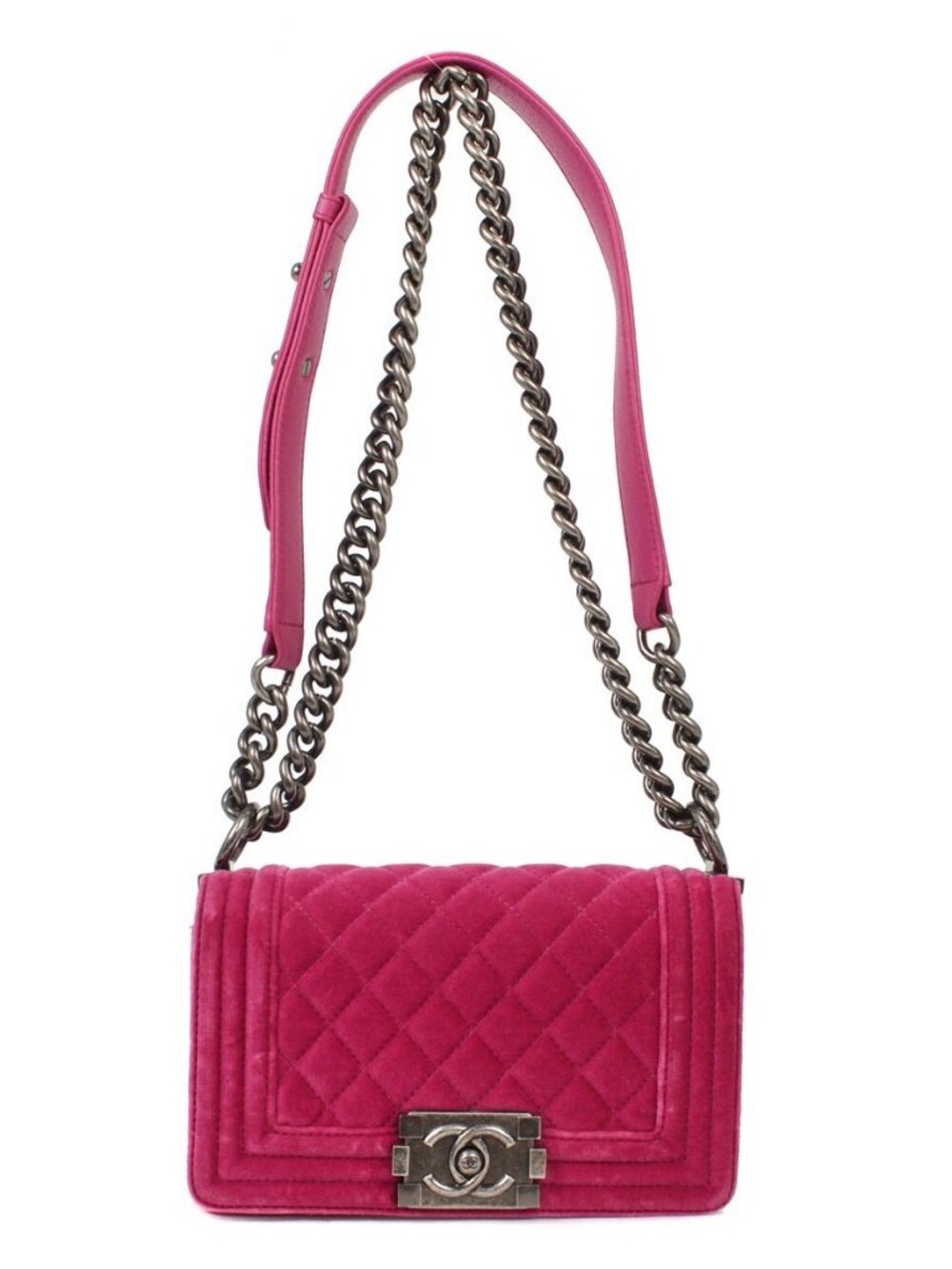 Boy Chanel Pink Velvet Small Chain Shoulder Bag XX03514